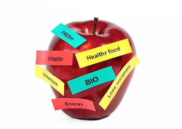 istock Strips of labels on apple 119926155