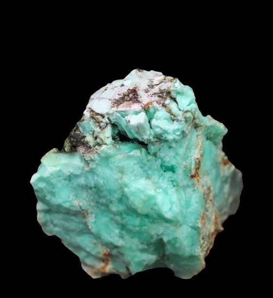istock Turquoise raw crystal, isolated on a black background 1199262271