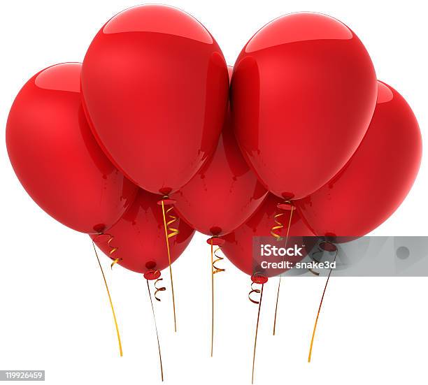 Foto de Vermelho Balões De Hélio Clássico e mais fotos de stock de Amor - Amor, Balão - Decoração, Balão com gás hélio