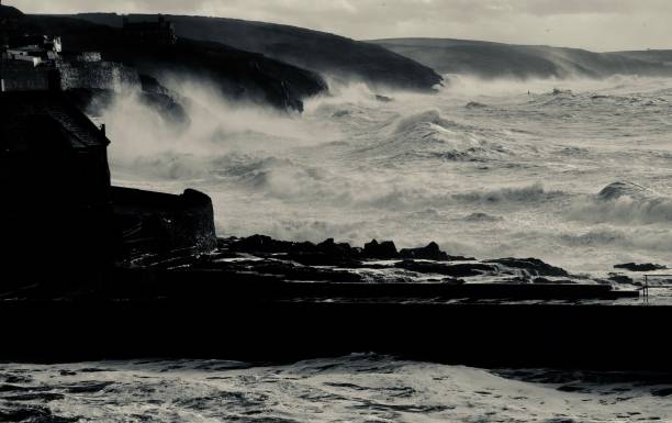 istock Stormy seas hit Porthleven Coastline Cornwall England 1199266181