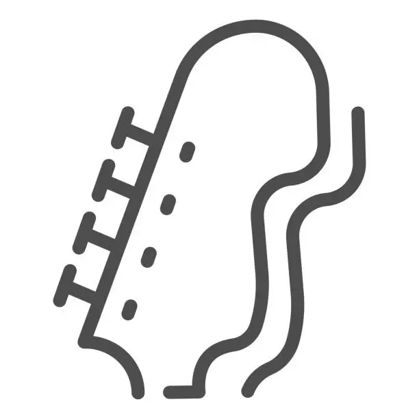 Vector illustration of Head of guitar neck line icon. Guitar handle vector illustration isolated on white. Musical stringed instrument outline style design, designed for web and app. Eps 10.