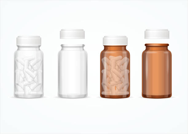 istock Realistic 3d Detailed Glass Medical Bottle Set. Vector 1199272319