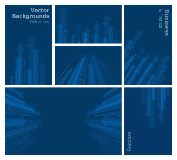 Vector illustration of Blue Background Template Set With Arrows. Business and Finance Concept Vector Illustration.