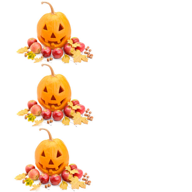 A vibrant orange pumpkin sits prominently on a wooden table. Surrounding it are autumn leaves and decorations, capturing the essence of the fall season.