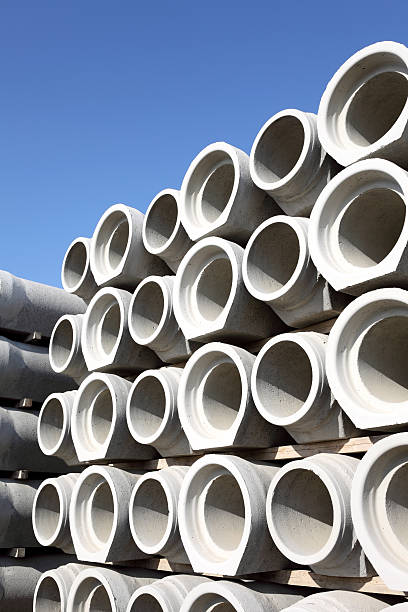 istock Stack of concrete pipes outdoors 119927954