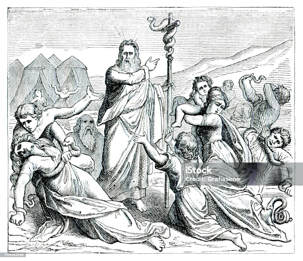 Ilustración de Moisés Con Ilustración De Serpiente De Bronce 1882 y más ...