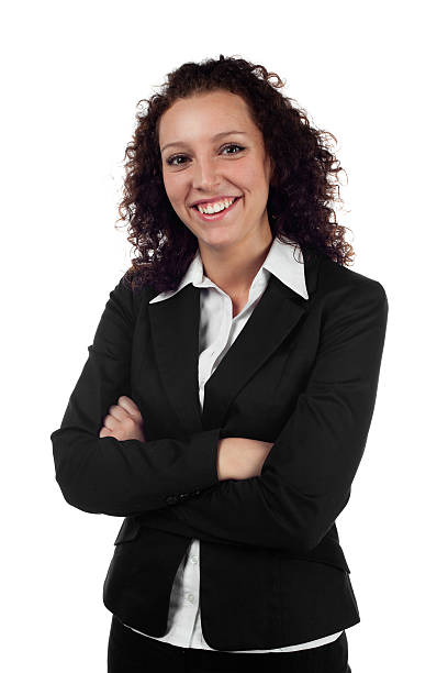 istock Young businesswoman smiling. Isolated 119928551