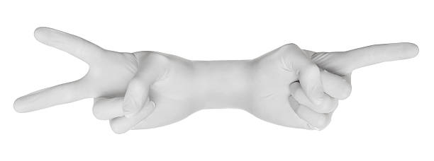 istock Hand gesture in glove for two way isolated on white 119928583