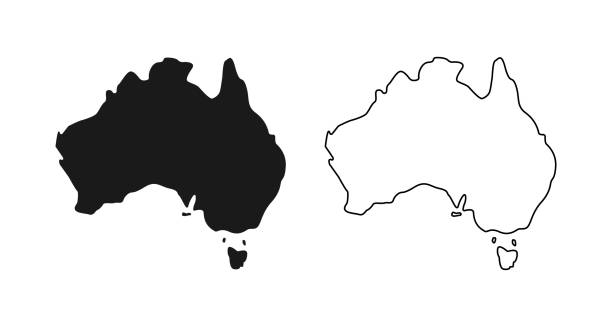 Australia map vector flat icon Australia map vector flat icon brisbane stock illustrations