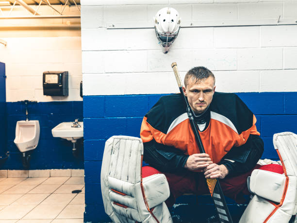 istock Pro Hockey goalie after the training 1199289469