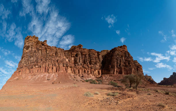 Outcrop formations at the Lion Tombs of Dadan in Al Ula, Saudi Arabia stock photo