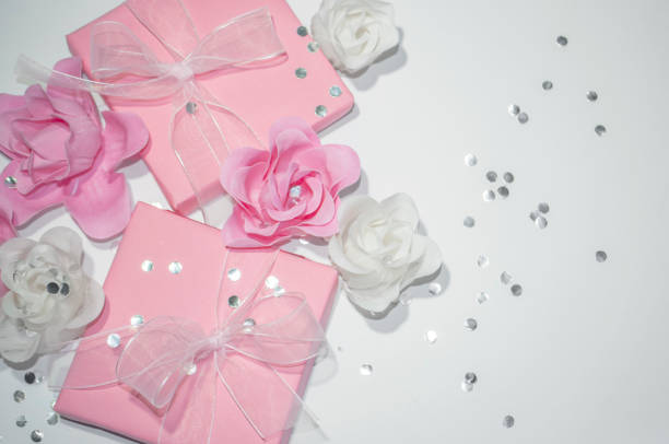 istock Gift box presents soft pink party elements for background 1199295192