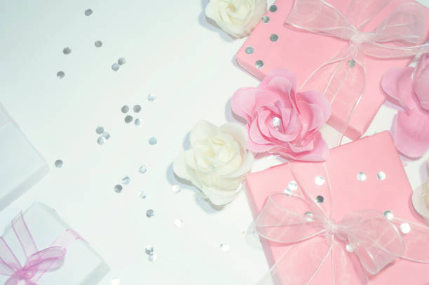 istock Gift box presents soft pink party elements for background 1199295198