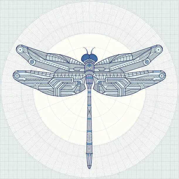 Vector illustration of draftdragonfly