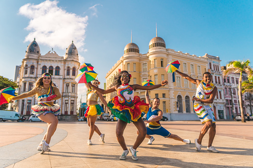 Carnival group dancers in Recife, Pernambuco state, Brazil