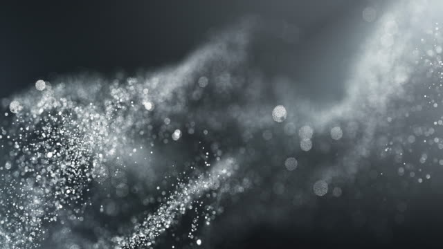 4k Abstract Particle Wave Bokeh Background - Silver, Platinum, Luxury - Beautiful Glitter Loop