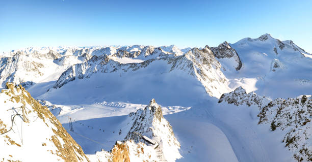 istock View from Pitztal glacier into the high alpine mountain landscape with Wildspitze summit in winter with lots of snow and ice, Austrian Alps in Tirol Austria 1199312808