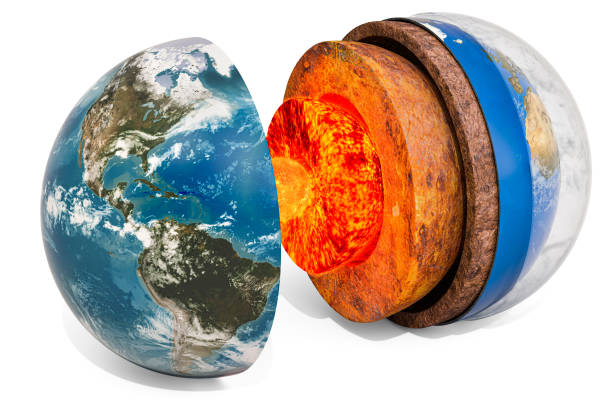 istock Structure of planet Earth with atmosphere layer concept, 3D rendering isolated on white background 1199315488