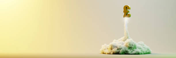 istock Explosion simulation with GBP Pound sign, original 3d rendering illustration 1199318137