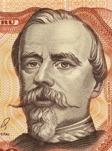 Jose de San Martin a portrait from Argentine money - peso