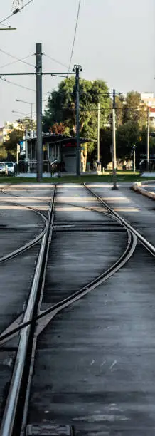 Photo of a very narrow shoot to rails of a tramway - good looking cityscape