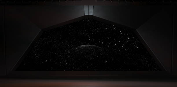 istock sci fi  corridor with view of space galaxy 3d rendering 1199330346