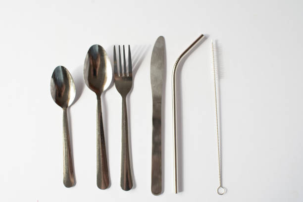 istock stainless steel cutlery fork, spoon, knife, straw 1199333987