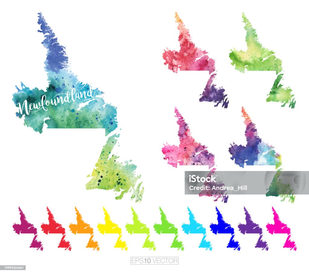 Newfoundland Abstract Map Newfoundland Watercolor Vector Map Illustration Stock Illustration ...