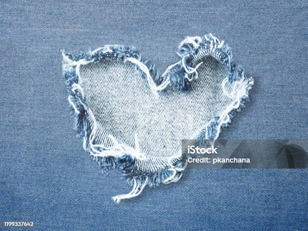 Heart Shape Ripped Jean Stock Photo - Download Image Now - Denim, Jeans, Day