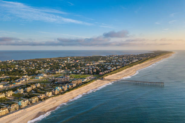 veduta aerea delle outer banks north carolina - north carolina foto e immagini stock