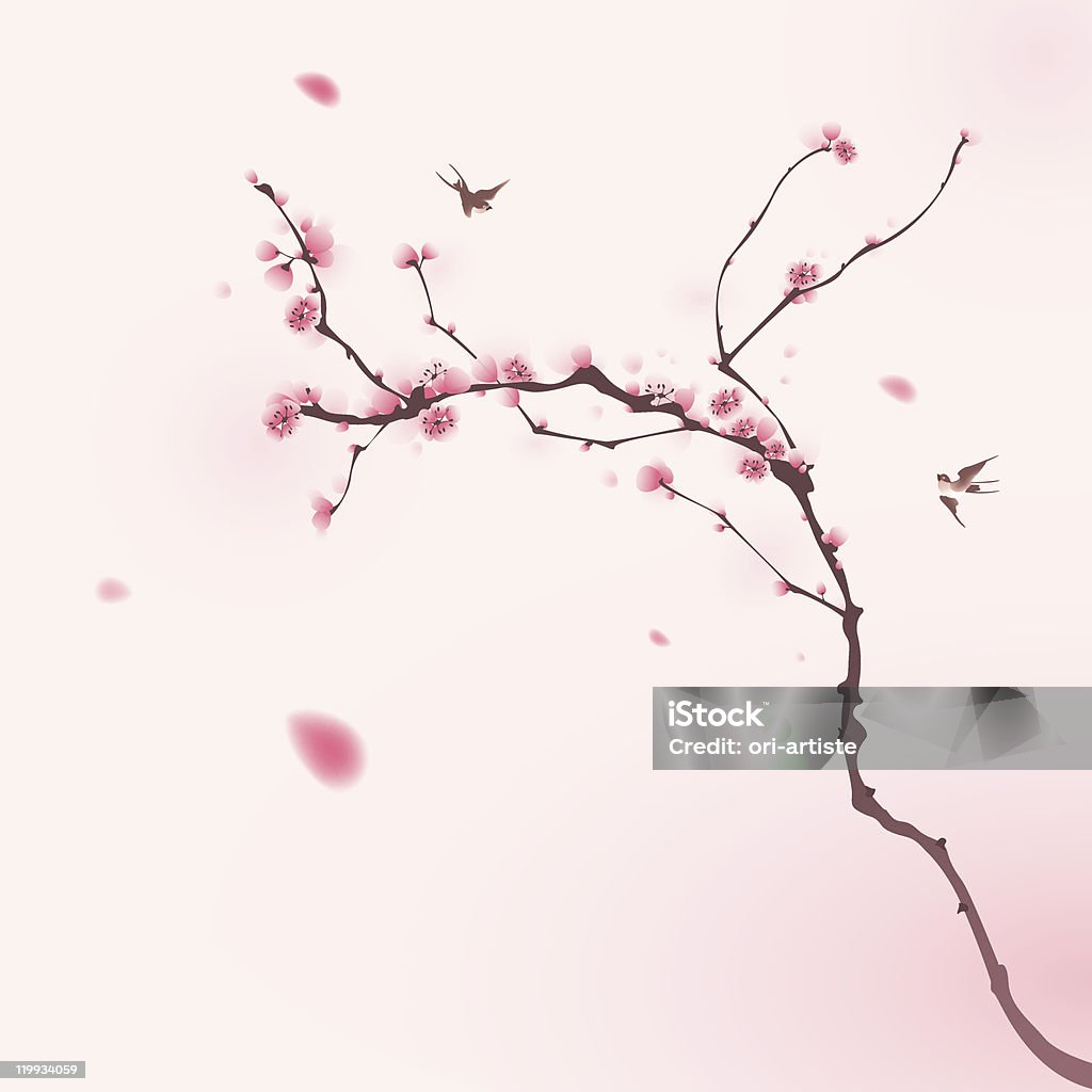 oriental style painting, cherry blossom in spring  Plum Blossom stock vector
