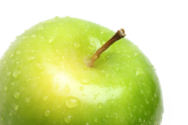 istock Green Apple with Water Droplet on White Background 1199340942