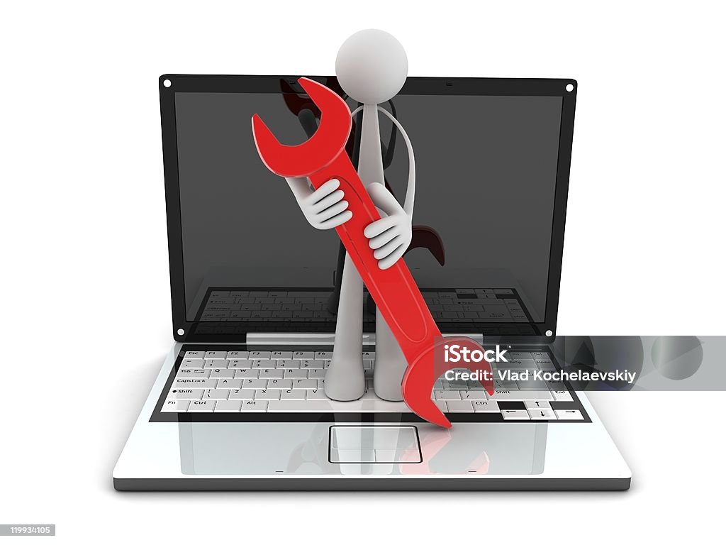 laptop and worker  Abstract Stock Photo