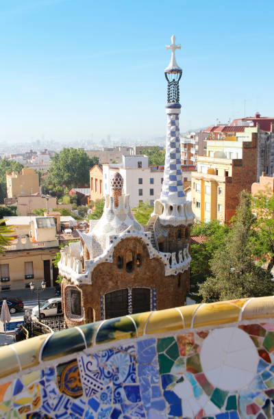istock View of Park Guell with mosaic bench terrace 1199345744