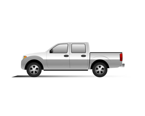 pick-up auto-vektor - truck pick up truck side view car stock-grafiken, -clipart, -cartoons und -symbole