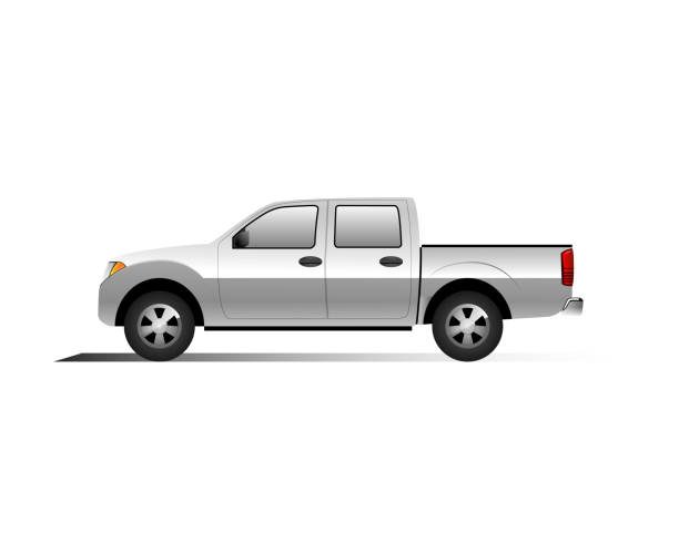 ilustrações de stock, clip art, desenhos animados e ícones de pick up car vector - truck pick up truck side view car