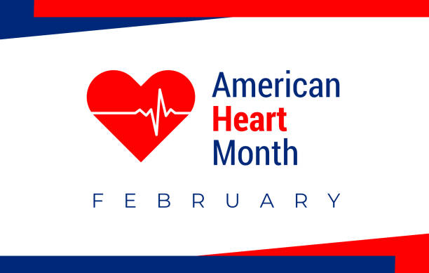 National heart month in February. American flag and heart concept design. For banner, flyer, poster and social medial and hospital use. Vector illustration. National heart month in February. American flag and heart with pulse concept design. Vector illustration for banner, flyer, poster and social medial and hospital use. month stock illustrations