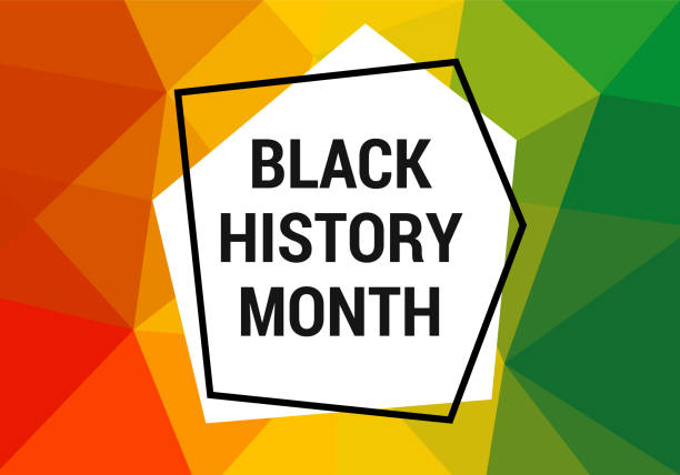 흑인 역사의 달 축 하 벡터 배너입니다. 낮은 폴리 abctract 현대 아프리카 색상과 예술. 소셜 미디어, 카드, 포스터에 대한 아프리카 계 미국인 역사의 달 그림. - black history month stock illustrations