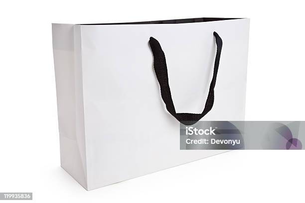 Branco Saco De Compras - Fotografias de stock e mais imagens de Branco - Branco, Espaço Vazio, Figura para recortar