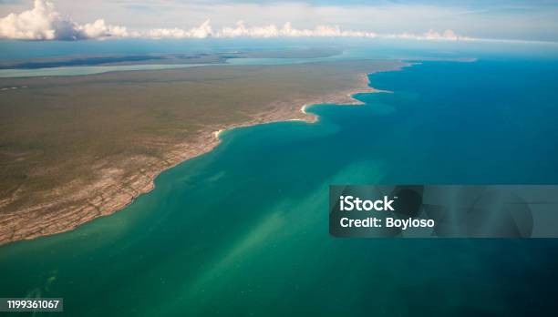 Aerial View And The Landscape At The Edge Of Northern Coast Of Australia Called Arafura Sea In Northern Territory State Of Australia Stock Photo - Download Image Now