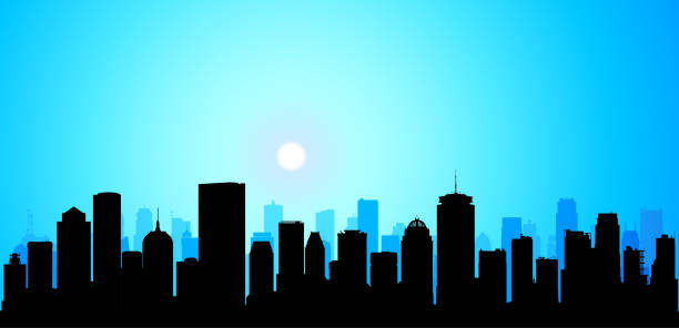 ilustrações de stock, clip art, desenhos animados e ícones de boston skyline (all buildings are moveable and complete) - boston skyline night silhouette