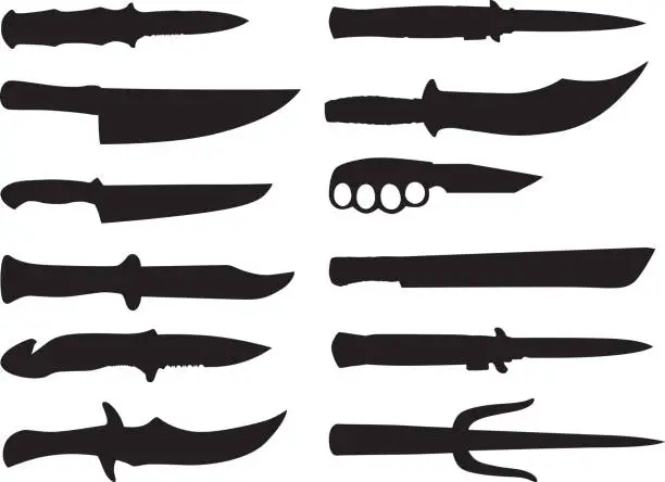 Vector illustration of Knife Silhouetes