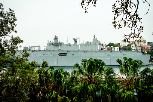 Army ship, background with copy space, full frame horizontal composition
