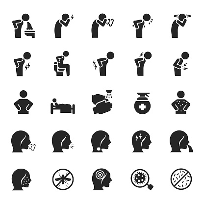 Vector set of sick icons