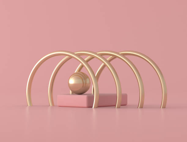 istock Abstract geometric shape on pink background, pastel colors,minimal style,3d rendering 1199368522