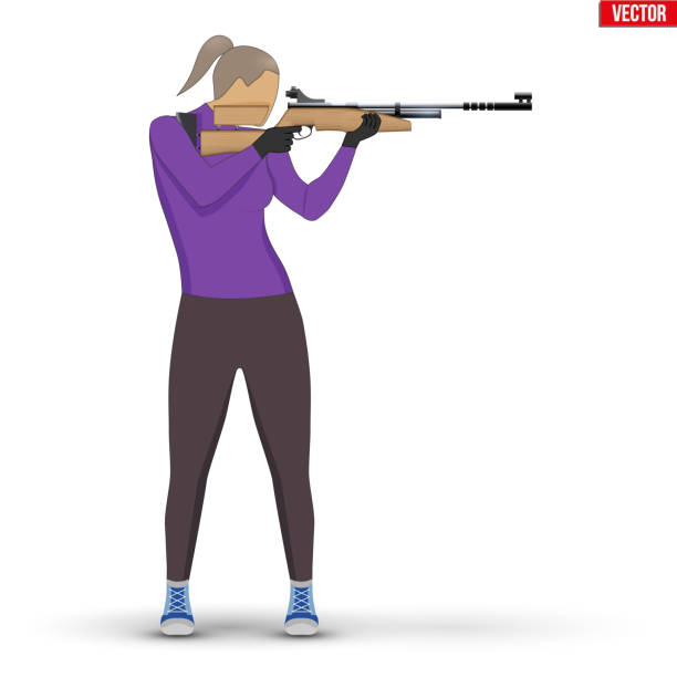 стрелок с пневматической винтовкой - rifle sport air target shooting stock illustrations