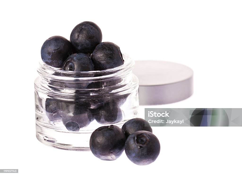 Fresh blueberries in a beauty cream jar  Antioxidant Stock Photo