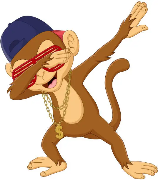 Vector illustration of Cartoon dabbing monkey on white background