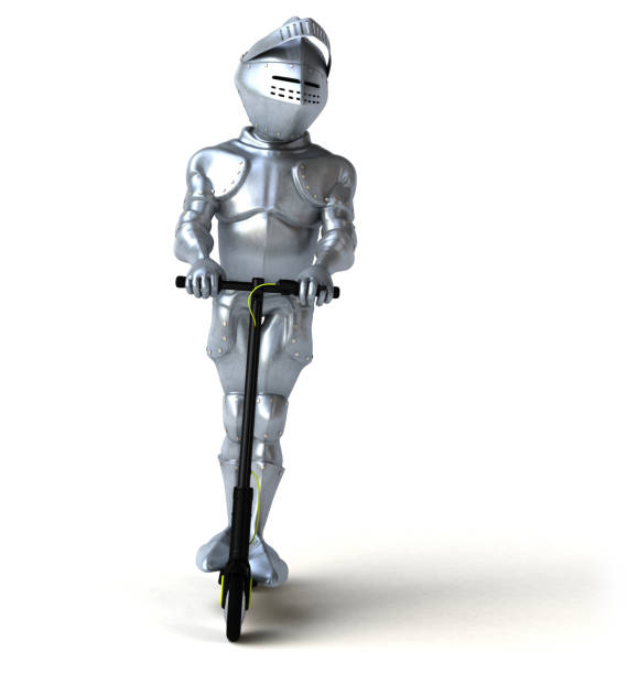 istock Fun cartoon character on an electric scooter 1199374231