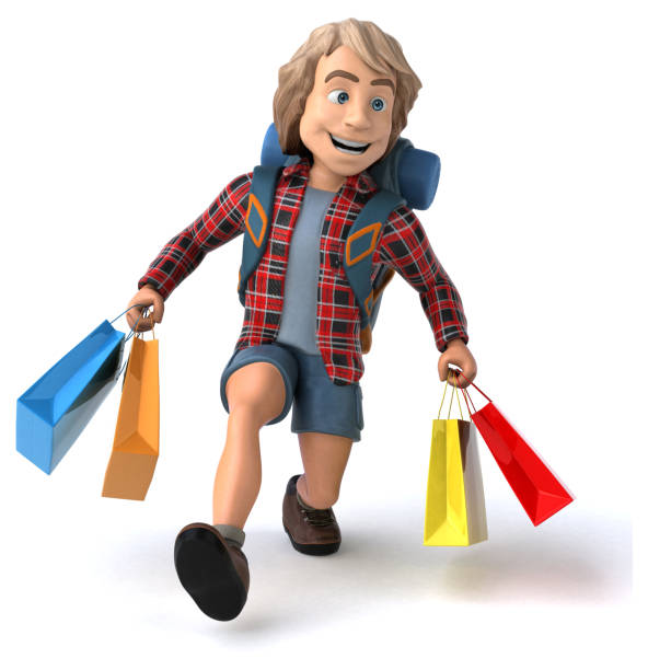 istock Man solo traveling backpacker - 3D Illustration 1199374842